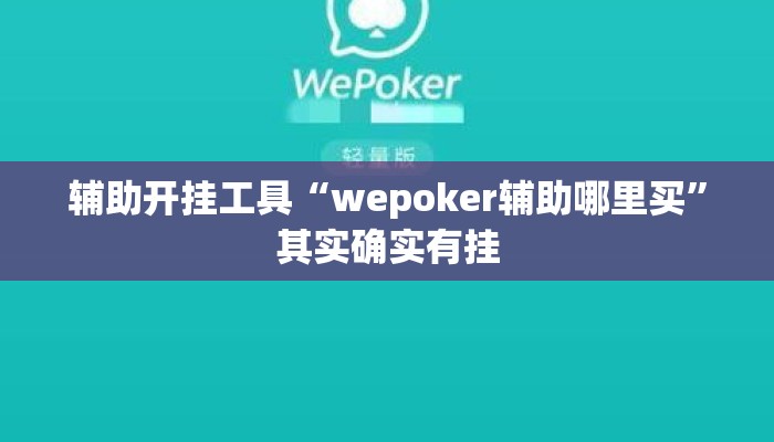 辅助开挂工具“wepoker辅助哪里买”其实确实有挂