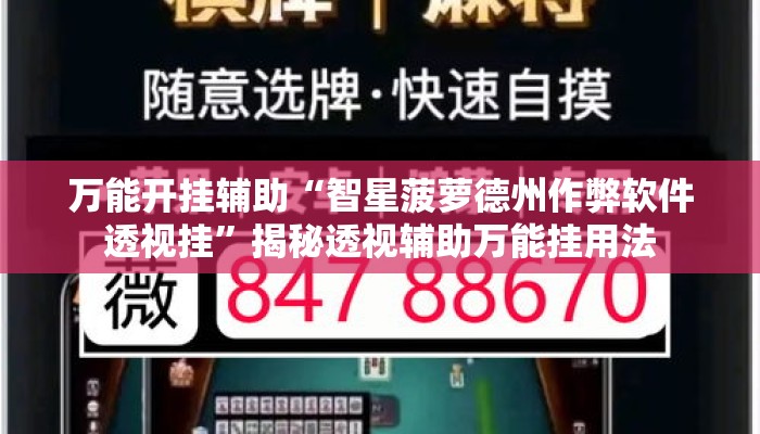 万能开挂辅助“智星菠萝德州作弊软件透视挂”揭秘透视辅助万能挂用法