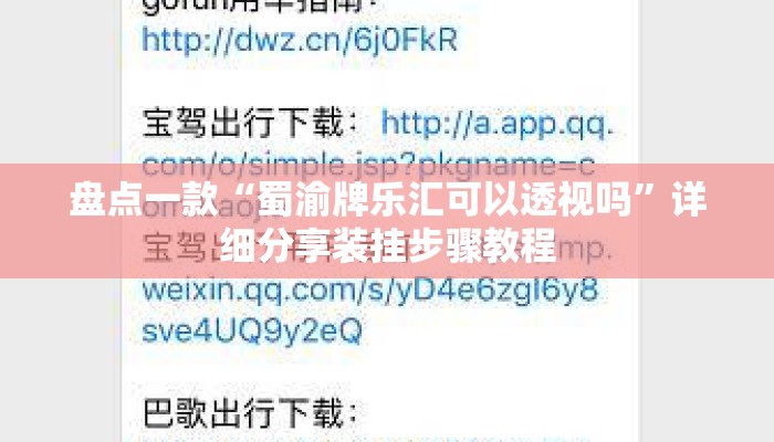 盘点一款“蜀渝牌乐汇可以透视吗”详细分享装挂步骤教程