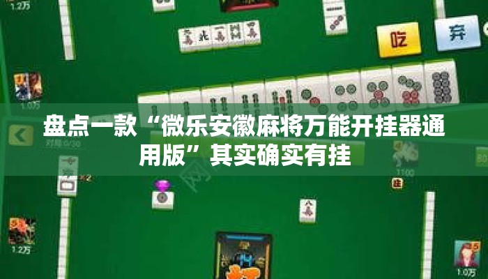 盘点一款“微乐安徽麻将万能开挂器通用版”其实确实有挂