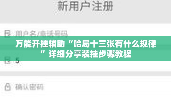 万能开挂辅助“哈局十三张有什么规律	”详细分享装挂步骤教程