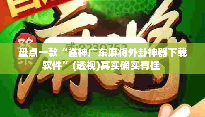 盘点一款“雀神广东麻将外卦神器下载软件”(透视)其实确实有挂 