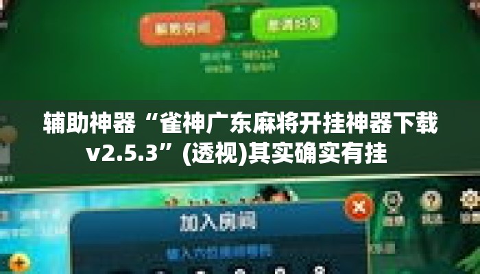 辅助神器“雀神广东麻将开挂神器下载v2.5.3”(透视)其实确实有挂 