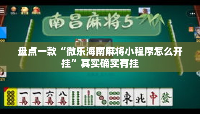 盘点一款“微乐海南麻将小程序怎么开挂”其实确实有挂