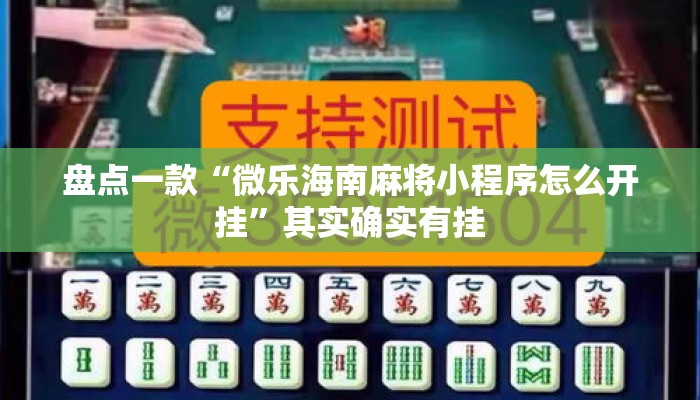 盘点一款“微乐海南麻将小程序怎么开挂	”其实确实有挂