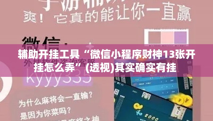 辅助开挂工具“微信小程序财神13张开挂怎么弄”(透视)其实确实有挂 
