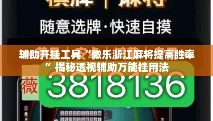 辅助开挂工具“微乐浙江麻将提高胜率	”揭秘透视辅助万能挂用法