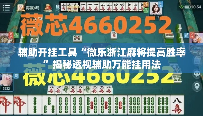 辅助开挂工具“微乐浙江麻将提高胜率”揭秘透视辅助万能挂用法