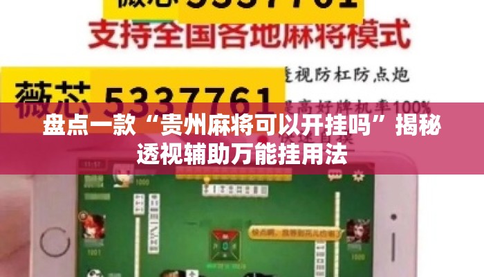 盘点一款“贵州麻将可以开挂吗”揭秘透视辅助万能挂用法
