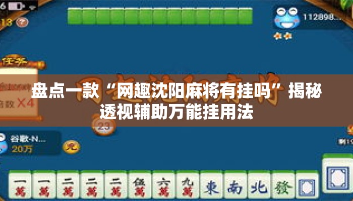 盘点一款“网趣沈阳麻将有挂吗”揭秘透视辅助万能挂用法