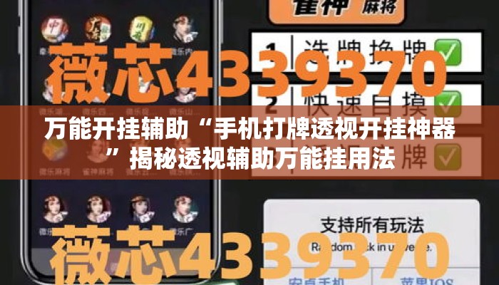 万能开挂辅助“手机打牌透视开挂神器”揭秘透视辅助万能挂用法
