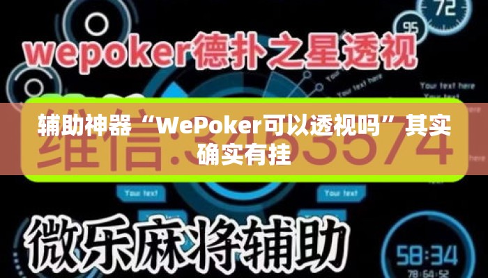 辅助神器“WePoker可以透视吗”其实确实有挂