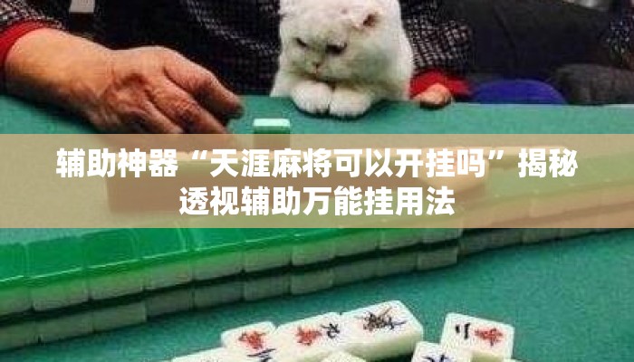 辅助神器“天涯麻将可以开挂吗”揭秘透视辅助万能挂用法