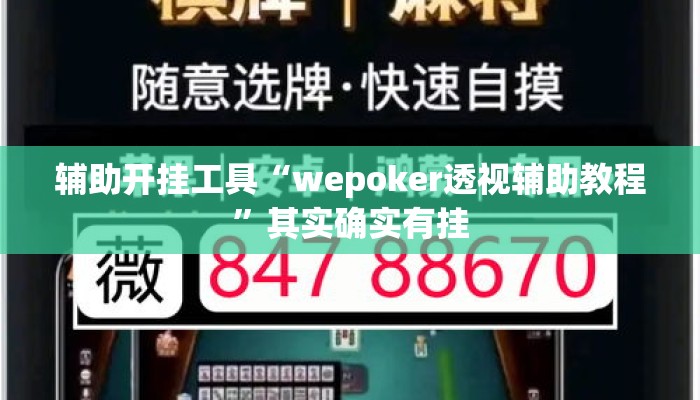 辅助开挂工具“wepoker透视辅助教程”其实确实有挂