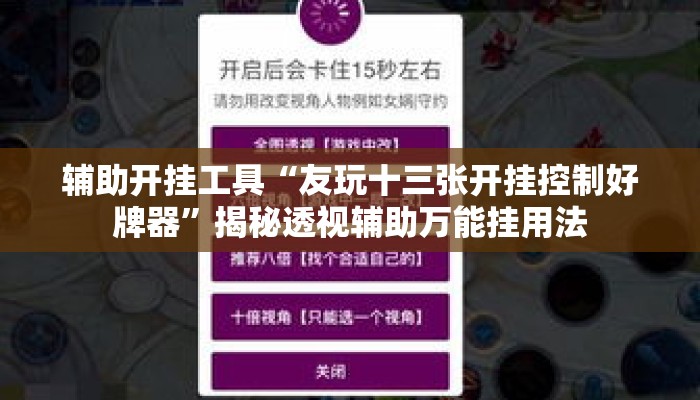 辅助开挂工具“友玩十三张开挂控制好牌器	”揭秘透视辅助万能挂用法
