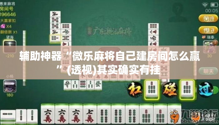 辅助神器“微乐麻将自己建房间怎么赢”(透视)其实确实有挂 
