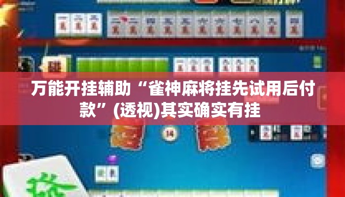 万能开挂辅助“雀神麻将挂先试用后付款”(透视)其实确实有挂 