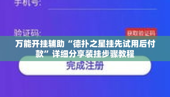 万能开挂辅助“德扑之星挂先试用后付款”详细分享装挂步骤教程