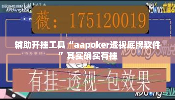 辅助开挂工具“aapoker透视底牌软件”其实确实有挂