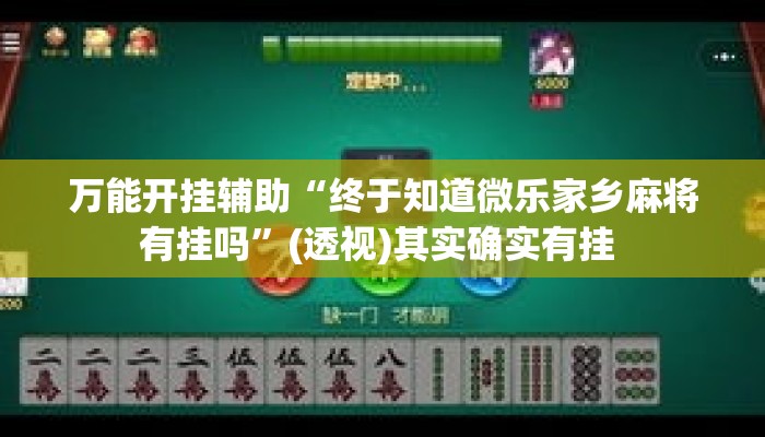 万能开挂辅助“终于知道微乐家乡麻将有挂吗”(透视)其实确实有挂 