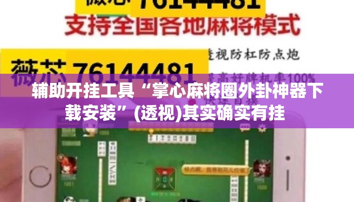 辅助开挂工具“掌心麻将圈外卦神器下载安装”(透视)其实确实有挂 