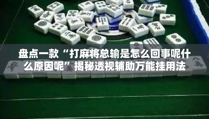 盘点一款“打麻将总输是怎么回事呢什么原因呢”揭秘透视辅助万能挂用法