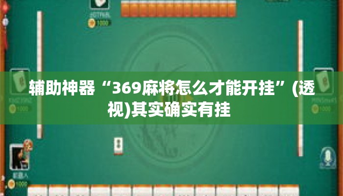 辅助神器“369麻将怎么才能开挂	”(透视)其实确实有挂 