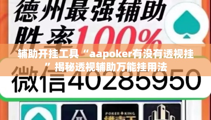 辅助开挂工具“aapoker有没有透视挂”揭秘透视辅助万能挂用法