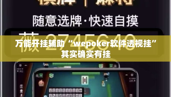 万能开挂辅助“wepoker软件透视挂”其实确实有挂