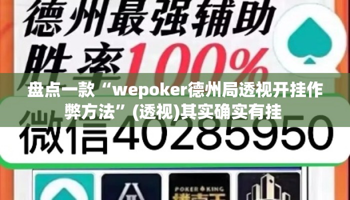 盘点一款“wepoker德州局透视开挂作弊方法	”(透视)其实确实有挂 