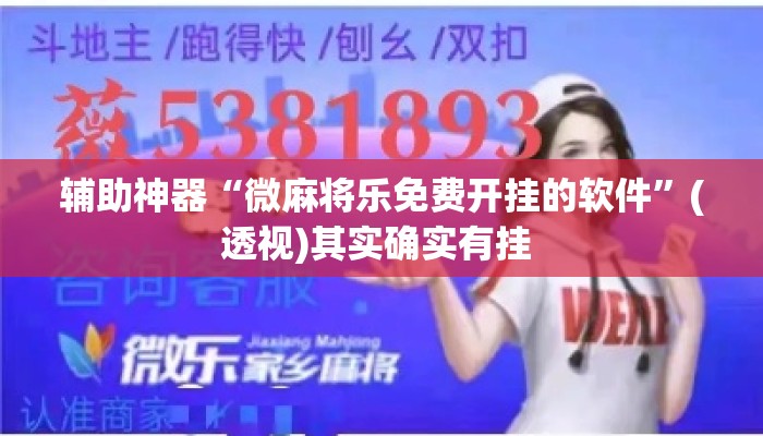 辅助神器“微麻将乐免费开挂的软件	”(透视)其实确实有挂 
