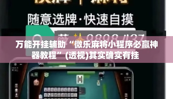 万能开挂辅助“微乐麻将小程序必赢神器教程	”(透视)其实确实有挂 
