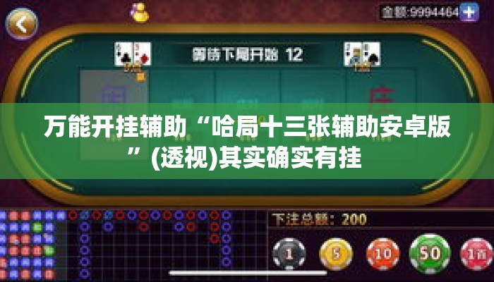 万能开挂辅助“哈局十三张辅助安卓版	”(透视)其实确实有挂 