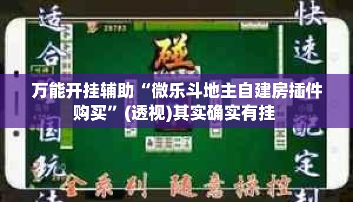 万能开挂辅助“微乐斗地主自建房插件购买”(透视)其实确实有挂 
