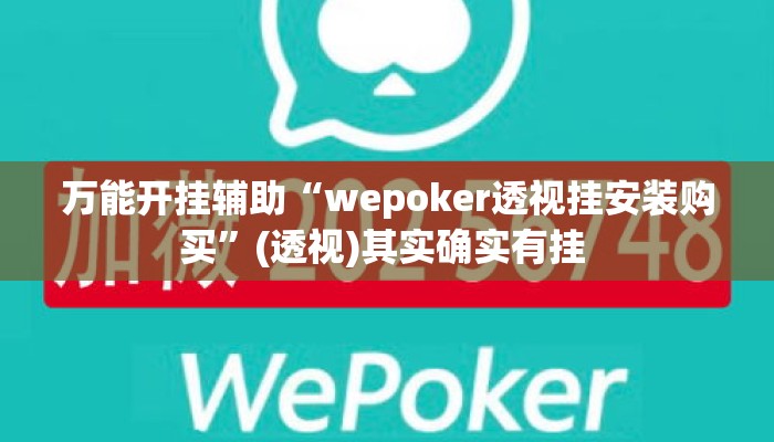 万能开挂辅助“wepoker透视挂安装购买”(透视)其实确实有挂 