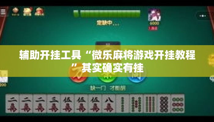 辅助开挂工具“微乐麻将游戏开挂教程”其实确实有挂