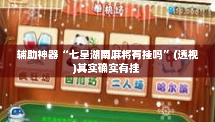 辅助神器“七星湖南麻将有挂吗”(透视)其实确实有挂 