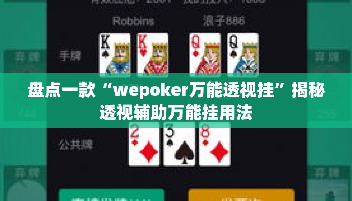 盘点一款“wepoker万能透视挂”揭秘透视辅助万能挂用法