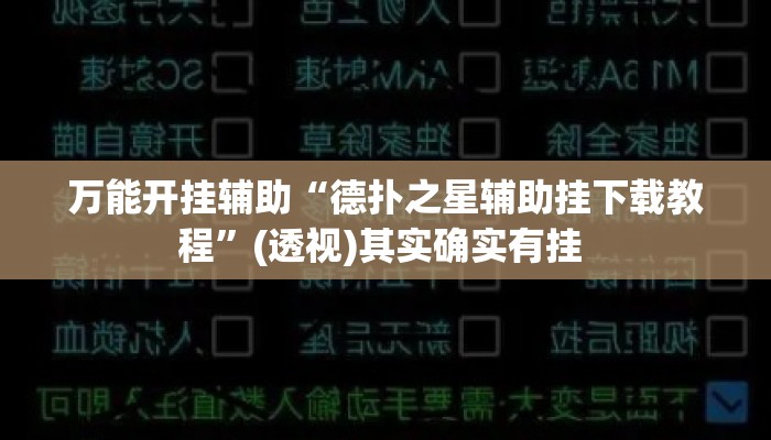 万能开挂辅助“德扑之星辅助挂下载教程”(透视)其实确实有挂 