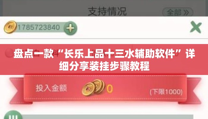 盘点一款“长乐上品十三水辅助软件”详细分享装挂步骤教程