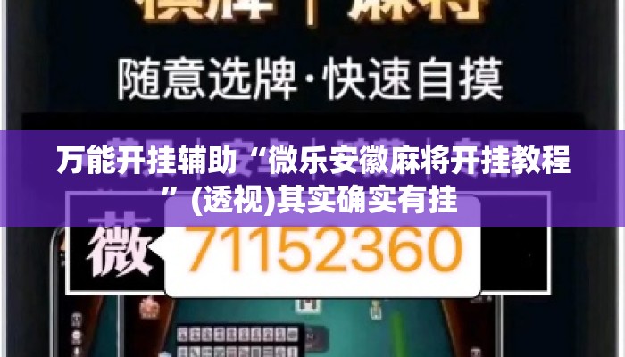 万能开挂辅助“微乐安徽麻将开挂教程	”(透视)其实确实有挂 