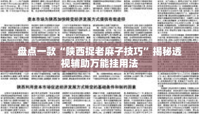 盘点一款“陕西捉老麻子技巧”揭秘透视辅助万能挂用法