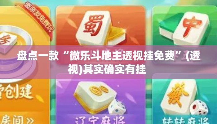 盘点一款“微乐斗地主透视挂免费	”(透视)其实确实有挂 