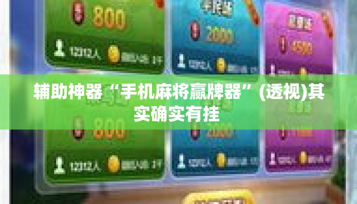 辅助神器“手机麻将赢牌器”(透视)其实确实有挂 