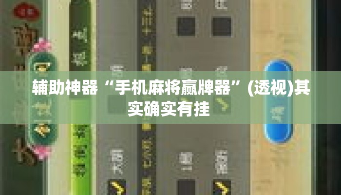 辅助神器“手机麻将赢牌器”(透视)其实确实有挂 
