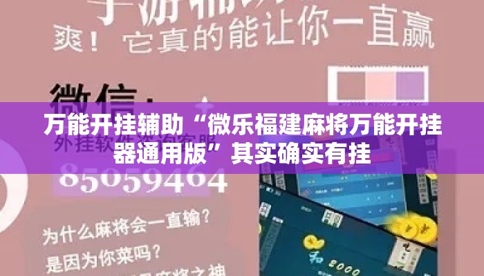 万能开挂辅助“微乐福建麻将万能开挂器通用版	”其实确实有挂