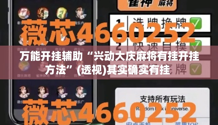 万能开挂辅助“兴动大庆麻将有挂开挂方法”(透视)其实确实有挂 