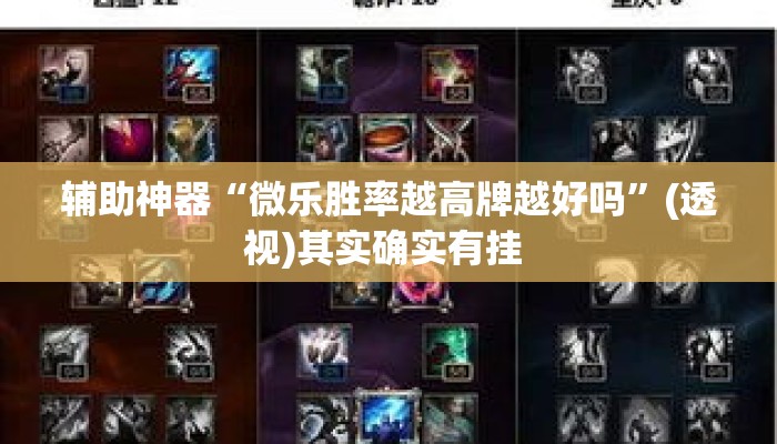 辅助神器“微乐胜率越高牌越好吗	”(透视)其实确实有挂 