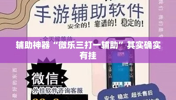 辅助神器“微乐三打一辅助”其实确实有挂