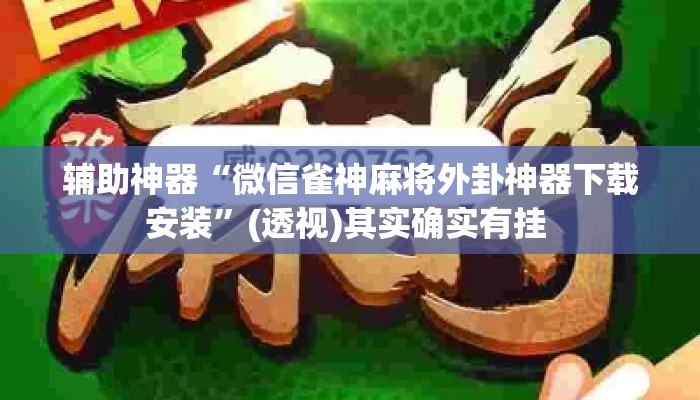 辅助神器“微信雀神麻将外卦神器下载安装	”(透视)其实确实有挂 